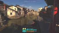 中国江南水乡黛瓦古镇风景实拍视频素材