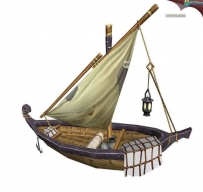 带破帆布的古代捕鱼船3D模型一艘