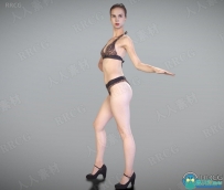 豹纹泳装性感黑发女郎3D扫描模型