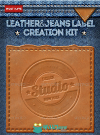 牛仔裤皮质镭射标识展示PSD模板Leather_Jeans_Label_Photoshop_Creator