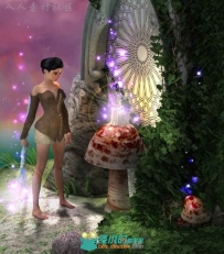 可爱的仙女和侏儒的道具林地场景3D模型合辑