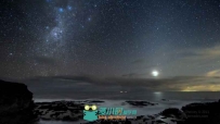 延时摄影海洋夜晚的星空高清实拍视频素材