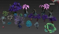 魔幻仙侠系列 石雕 道具 植物3D模型