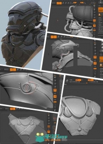 ZBrush机甲战士头盔雕刻制作视频教程第三季 3DMotive Mech Head Sculpting Series ...