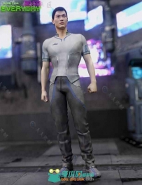 简单时尚的未来运动型男性街头服装3D模型合辑
