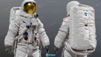 高精度阿波罗11号太空宇航服3D模型