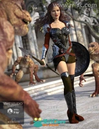幻想潇洒强大的女性战士角色和服装3D模型合辑