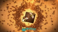 咖啡豆散落文字标志LOGO演绎AE模板 Coffee Beans Logo