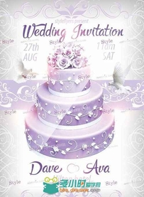 婚礼邀请页展示PSD模板Wedding Invitatin PSD Flyer Template + Facebook Cover