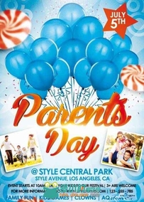 父母快乐的一天活动海报PSD模板Parents_Day_PSD_Flyer_Template