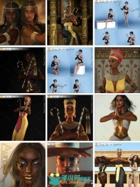 DAZ3D超精细古埃及古典各种形象美女3D模型合辑 DAZ3D EGYPTIAN MEGA BUNDLE CHARAC...