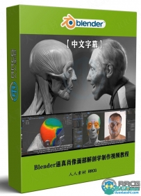 Blender逼真肖像面部骨骼肌肉解剖学制作视频教程