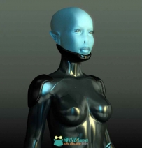 蓝色外星女孩3D模型带材质