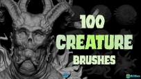 100组生物耳朵犄角鳞片等雕刻Zbrush与Blender笔刷合集