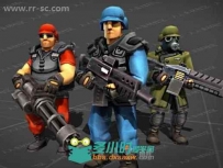 战略游戏多组士兵背包武器炮弹3D模型Unity游戏素材资源