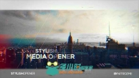 创意故障照片组合展示幻灯片相册动画AE模板 Videohive Media Opener 19844556