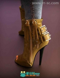 时尚超酷个性双拉链扣皮靴3D模型合辑