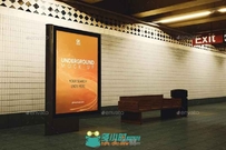 地铁站实景广告牌展示PSD模板