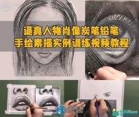 逼真人物肖像炭笔铅笔手绘素描实例训练视频教程
