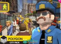 低多边形风格的城市环境3D模型Unity游戏素材资源