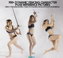 900张女性击剑战斗等姿势造型艺术参考高清照片合集
