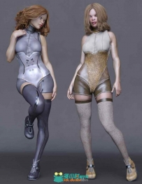 科幻未来皮革针织材质女性服饰3D模型