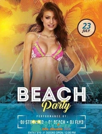 沙滩派对宣传海报第十版PSD模板beach_party_flyer_template