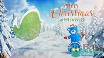 冬季雪景圣诞节主题跳舞熊展示动画AE模板