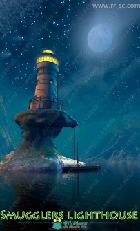 梦幻神秘灯塔建筑景观渲染场景3D模型