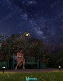 浪漫晴朗夏季夜晚星空场景环境3D模型合集
