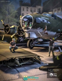 军用战斗机飞行细节损毁3D模型