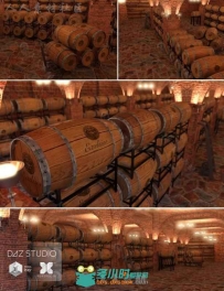 现代葡萄酒酒窖情景环境3D模型合辑