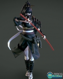 日本武士少女角色雕刻3D打印模型