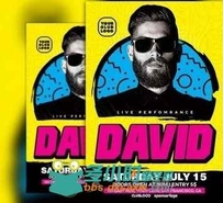 DJ大卫音乐活动海报PSD模板DJ David Club Party Flyer Template