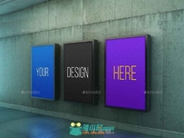 地铁站墙体广告展示PSD模板poster-urban-subway-lightbox-mock-ups-10564196