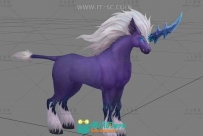 紫色蓝眼独角兽3D模型