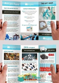 礼品店三叠宣传册PSD模板Gift_Shop_Tri-fold_Brochure_AG019