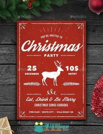 复古简洁圣诞派对海报PSD模板vintage-christmas-party-flyer-13839276