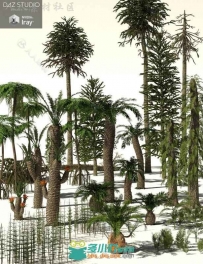 超精细中生代植物和树木3D模型合辑