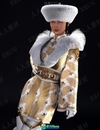 古代王室冬季保暖服装套装3D模型合集