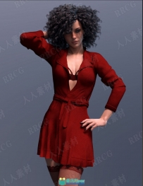 性感魅力低胸大V领女性连衣裙服饰套装3D模型合集