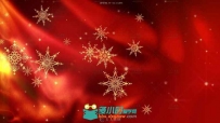 3组红色绸布飘动金色雪花流动圣诞节背景视频素材