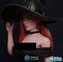 黑帽女巫人物角色雕塑雕刻3D模型