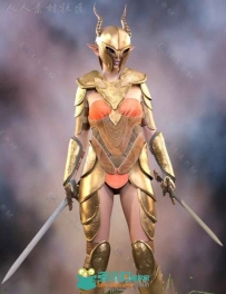 完整华丽的幻想女性战斗服装3D模型合辑