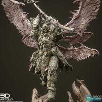 死神病魔镰刀翅膀战斗姿势角色雕塑3D打印模型