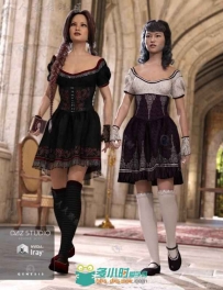 女性美丽性感中世纪样式礼服3D模型合辑