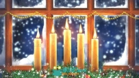2组圣诞夜蜡烛在窗前燃烧唯美浪漫视频素材