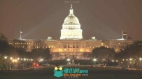 灯火通明的白宫夜景高清实拍视频素材