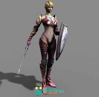 unity3d游戏角色模型高精度女战士3D模型