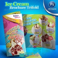 冰淇淋甜品店宣传页展示PSD模板ce Cream Brochure Trifold PSD Template 241535